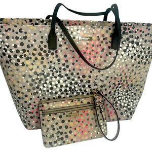 Kate Spade Shore Street Soiree Dot Grey Multi Margareta Tote and wristlet Excel